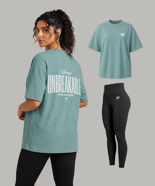 Ensemble Fitness Femme – Tee Oversize & Legging Taille Haute (Livraison gratuite)